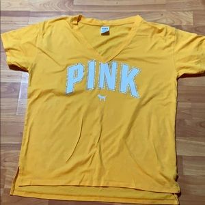 Pink V neck shirt Large